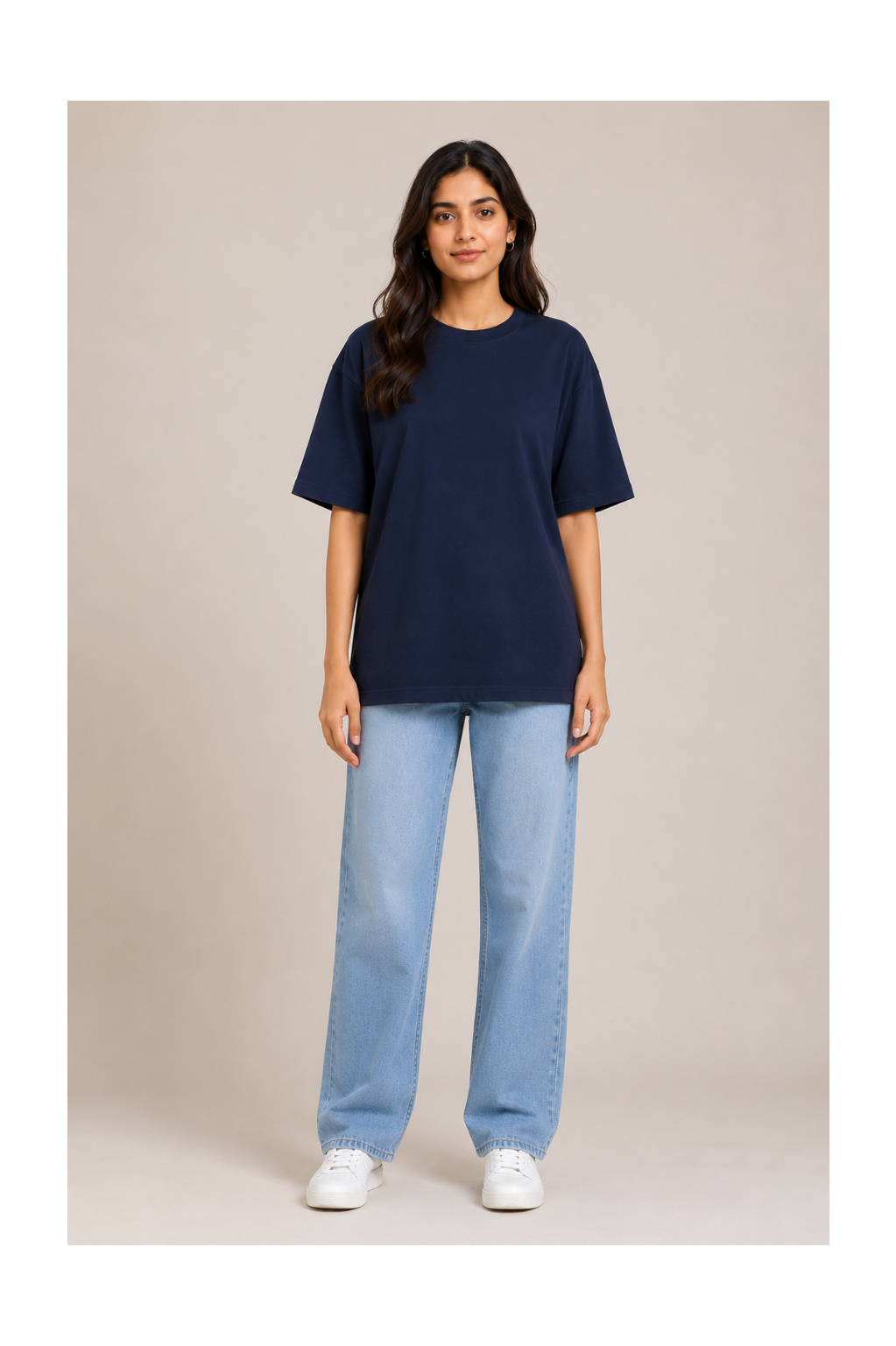 Premium Navy Blue Oversized Cotton T-Shirt