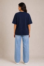 Premium Navy Blue Oversized Cotton T-Shirt