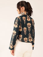 Premium Olive Green Cotton Printed Top for Women