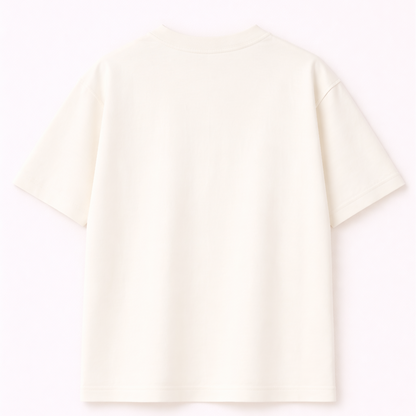 Off White Oversized T-Shirt | 240 GSM Premium French Terry Cotton | Streetwear Drop Shoulder Tee