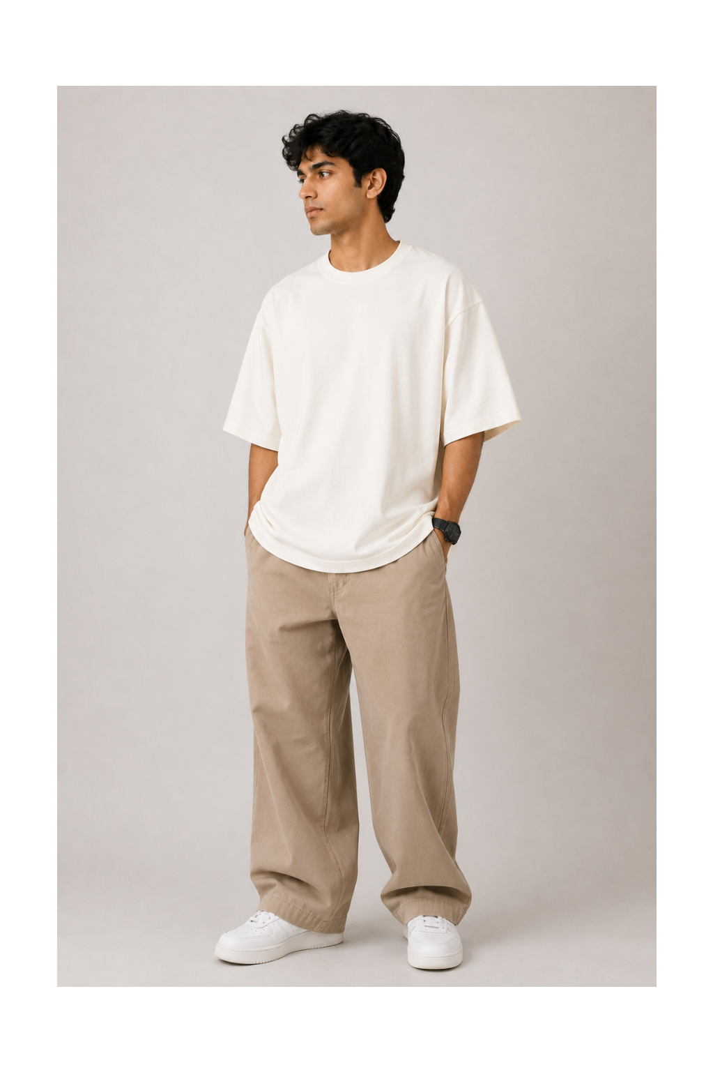 Off White Oversized T-Shirt for Men | 240 GSM
