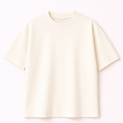 Off White Oversized T-Shirt | 240 GSM Premium French Terry Cotton | Streetwear Drop Shoulder Tee