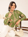 Premium Olive Green Cotton Printed Top for Women