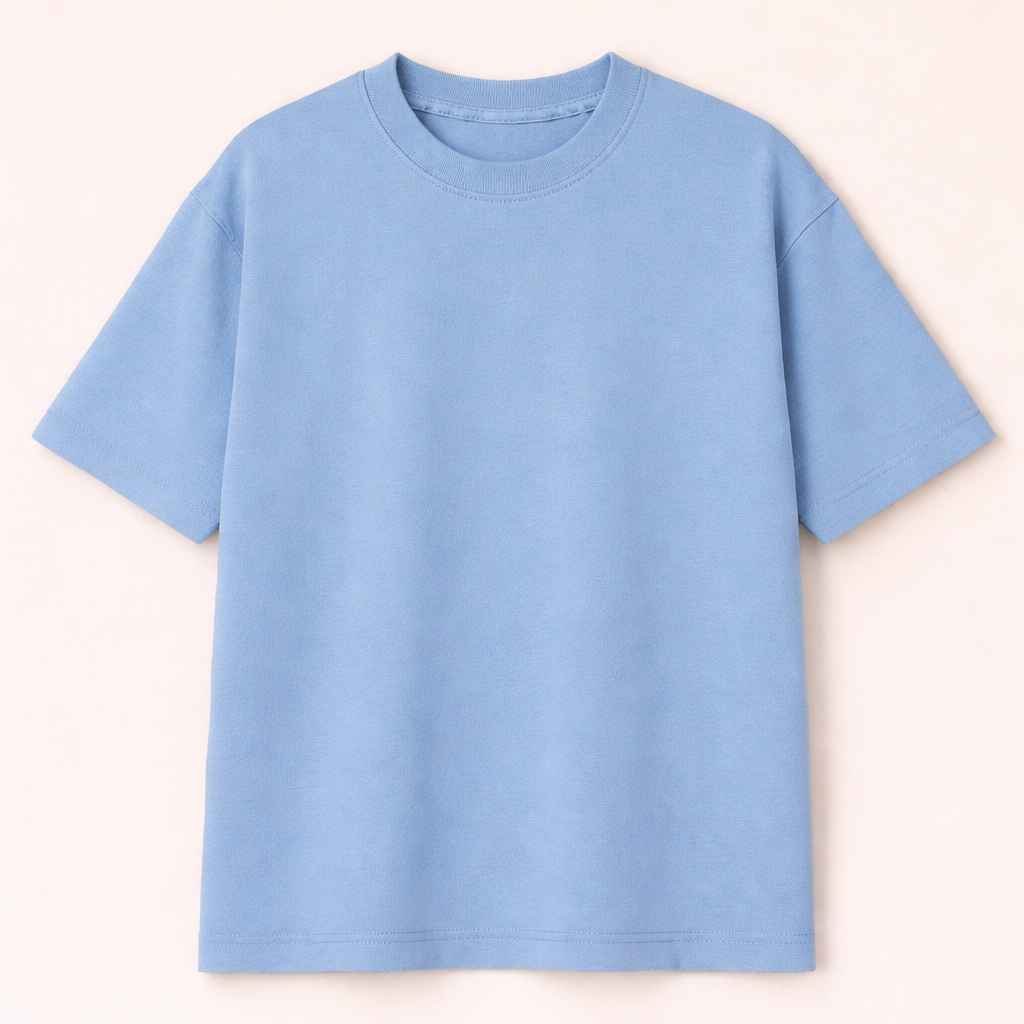 Powder Blue Oversized T-Shirt for Men | 240 GSM Premium French Terry Cotton | Streetwear Drop Shoulder Tee