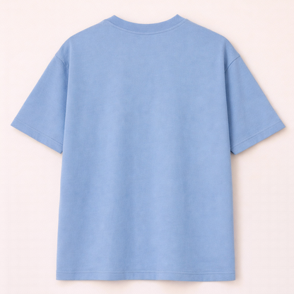 Powder Blue Oversized T-Shirt for Men | 240 GSM Premium French Terry Cotton | Streetwear Drop Shoulder Tee