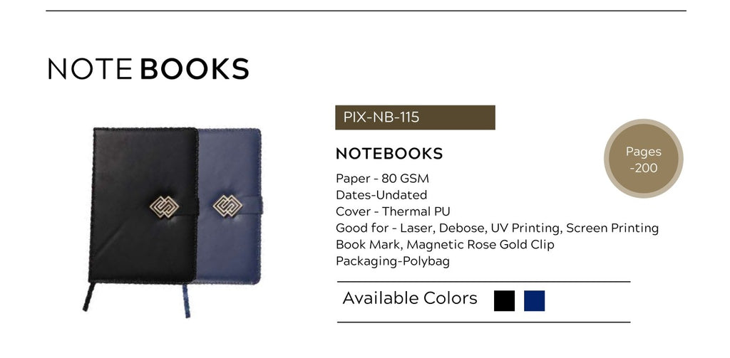 Executive Notebook with Magnetic Rose Gold Clip - 200 pages