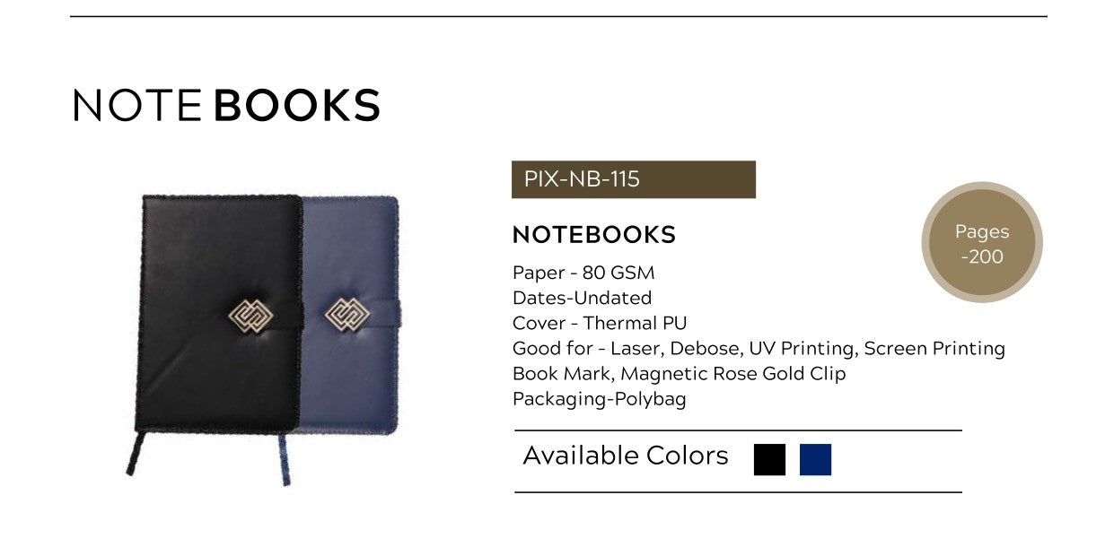 Executive Notebook with Magnetic Rose Gold Clip - 200 pages