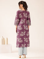 Elegant Purple Printed Straight Kurta