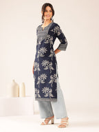 Elegant Purple Printed Straight Kurta