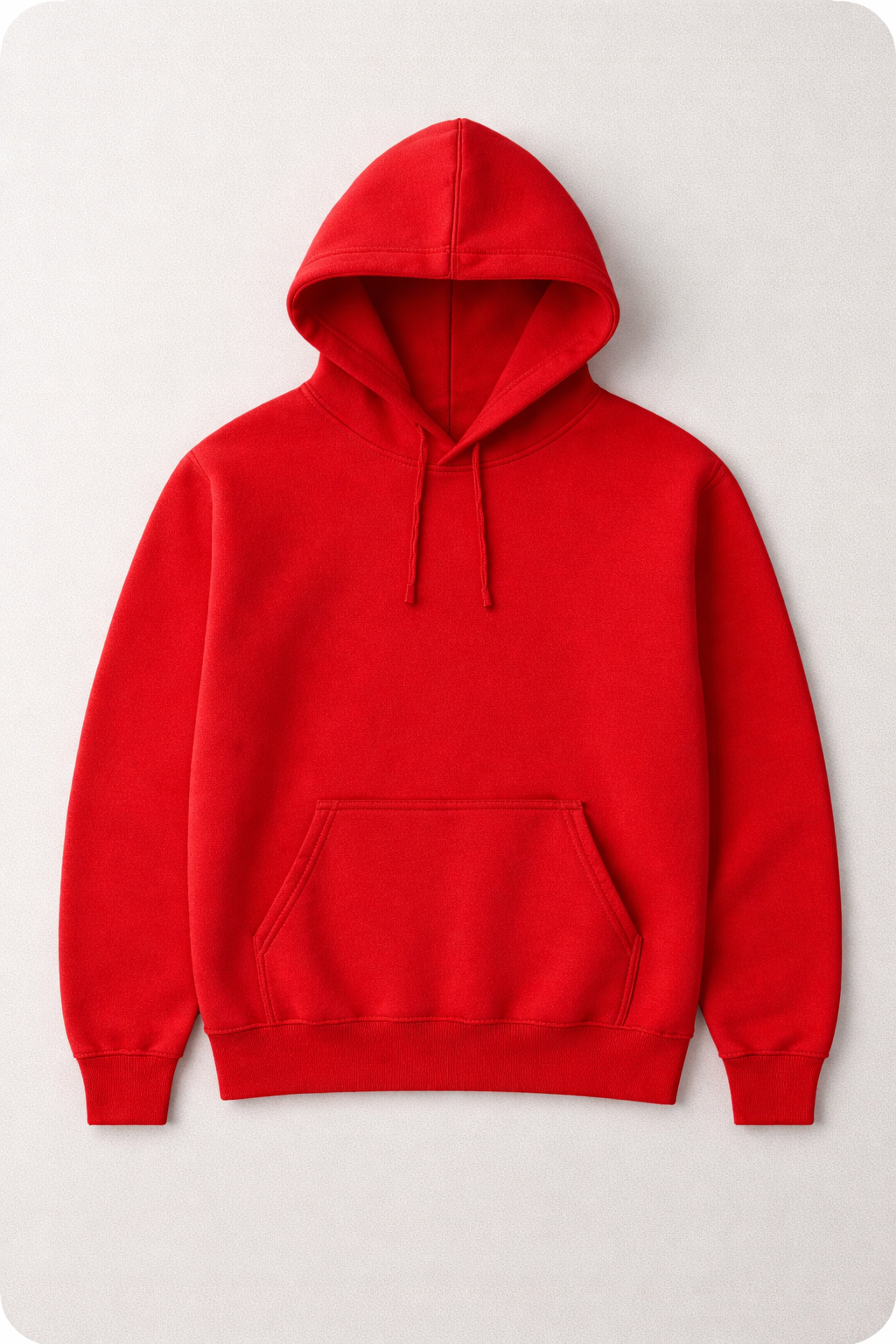 Red hoodie on a light gray background