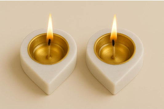 Marble Diya, Brass Diya, Marble Tea Light Holder