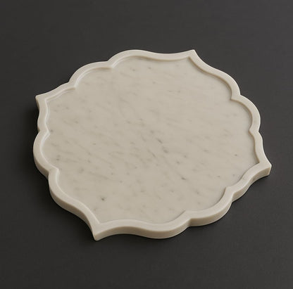Arti Thali, Pooja Thali, White Marble, Pooja Thali for Diwali, Karwa Chauth, Aarti Plate, Pooja Plate, Brass