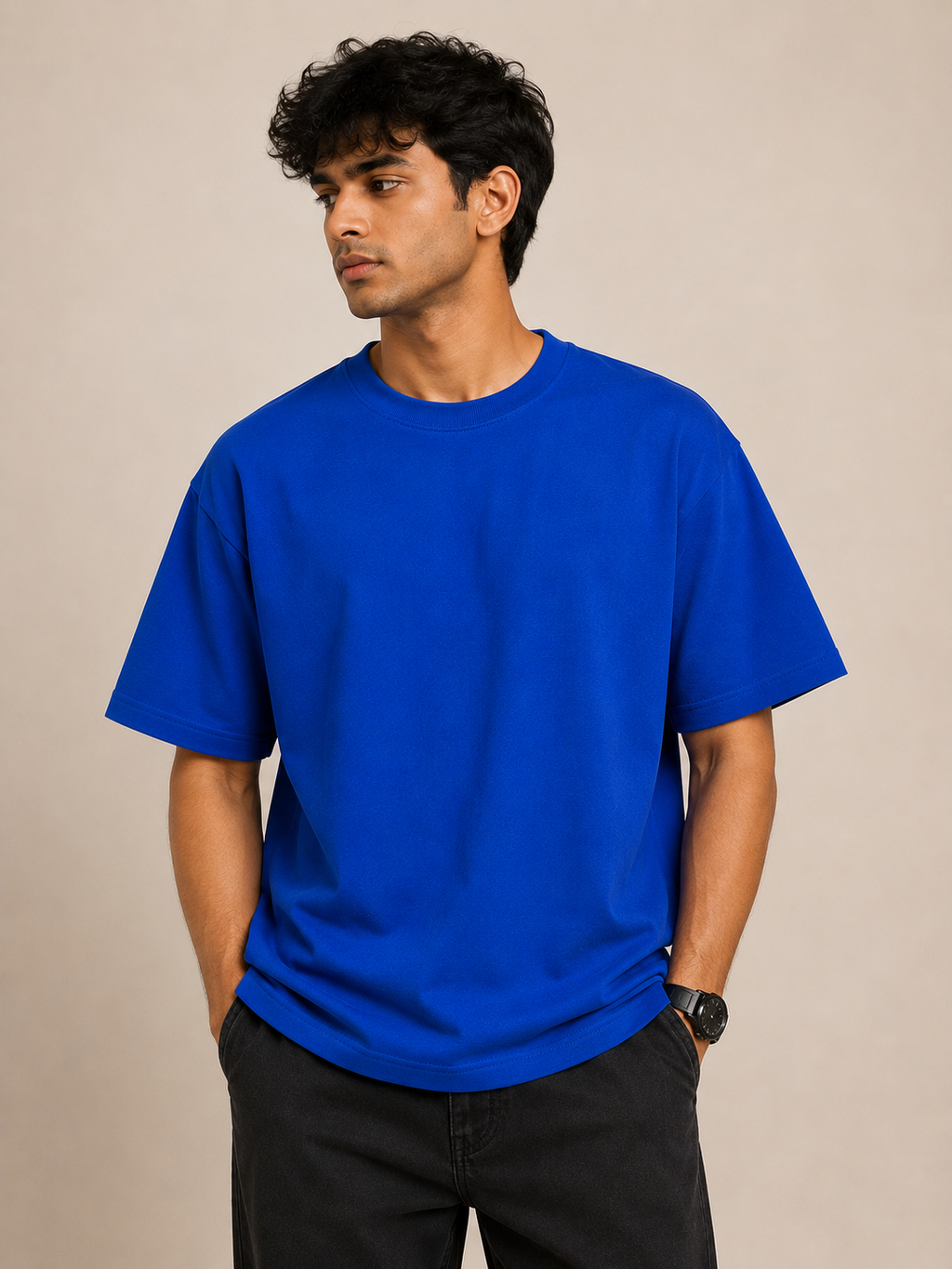 Royal Blue Oversized Cotton T-Shirt – 240 GSM Premium Tee