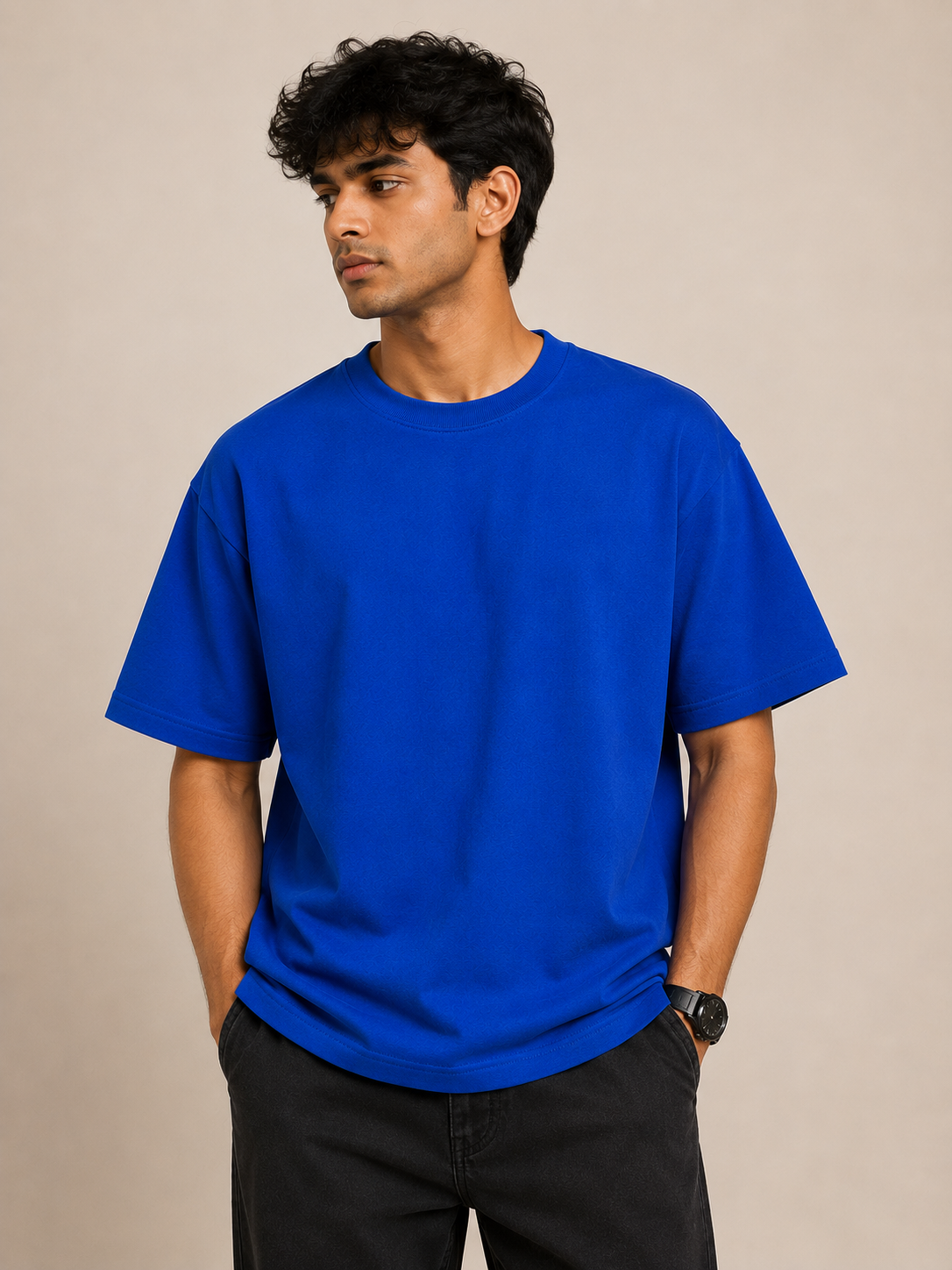 Royal Blue Oversized Cotton T-Shirt – 240 GSM Premium Tee
