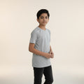 Boys Light Grey Solid T-Shirt – Minimal Sporty Tee
