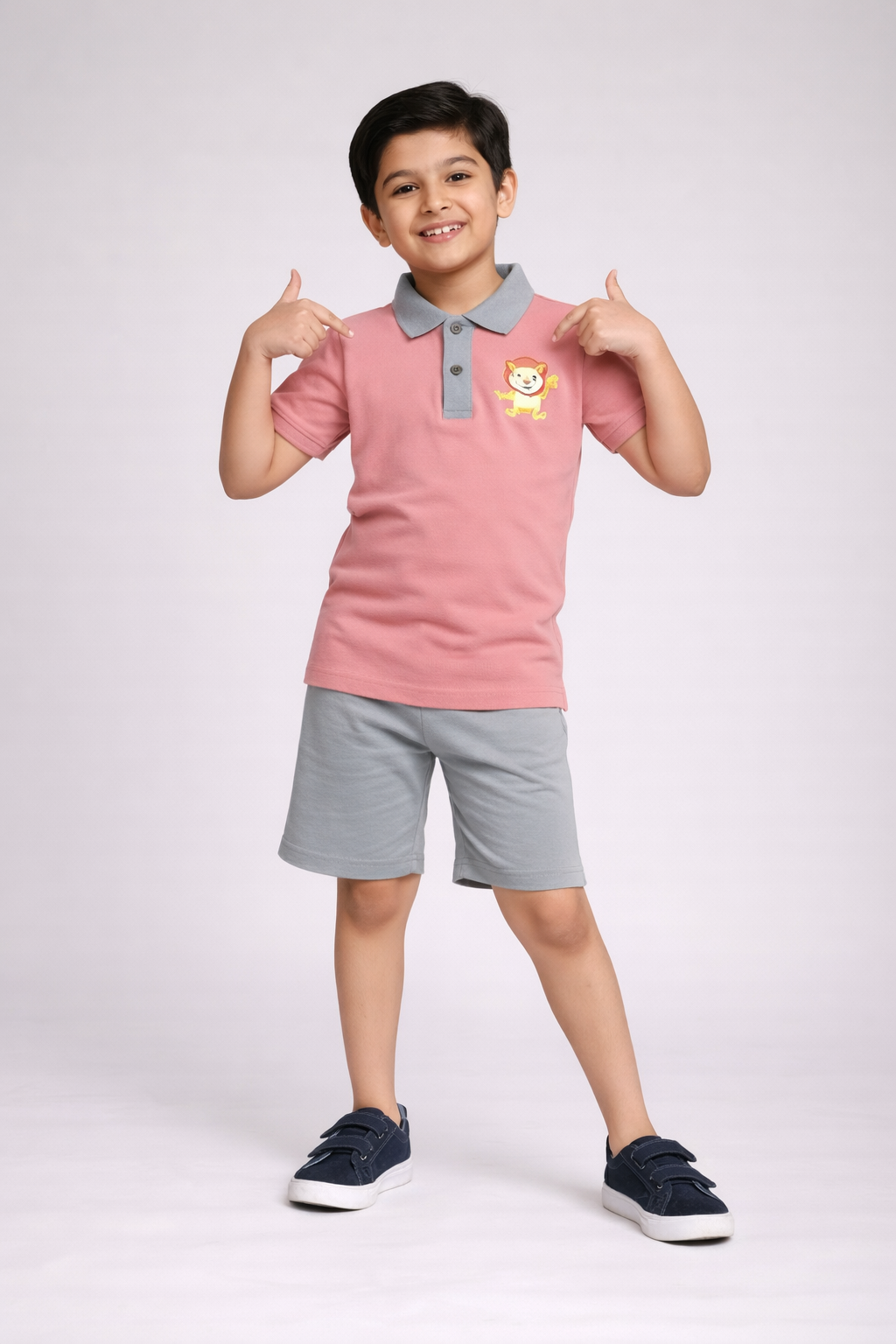 Boys Coral Pink Polo Summer Set – Premium PickQ Fabric