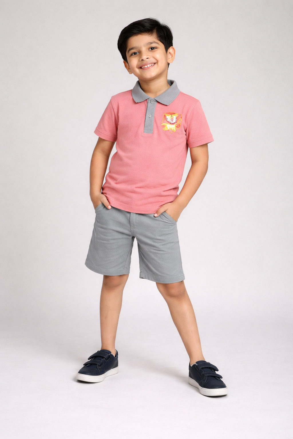 Boys Coral Pink Polo Summer Set – Premium PickQ Fabric
