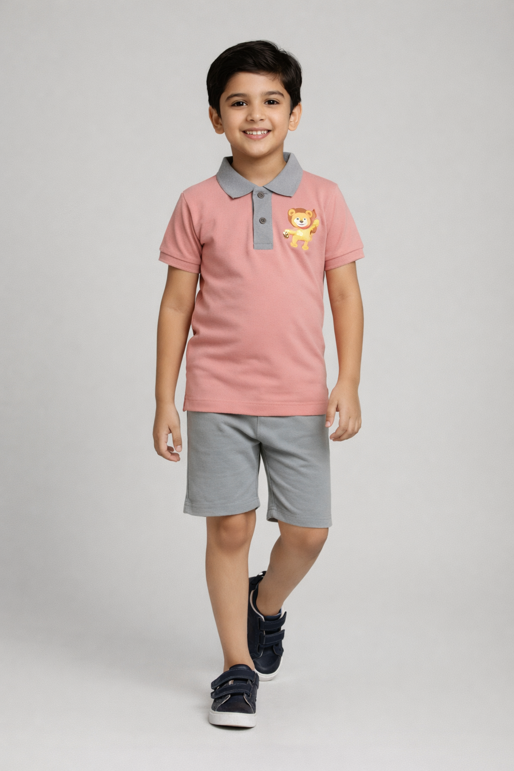 Boys Coral Pink Polo Summer Set – Premium PickQ Fabric