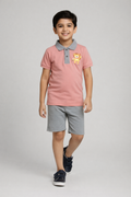 Boys Coral Pink Polo Summer Set – Premium PickQ Fabric