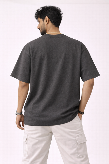 Charcoal Oversized T-Shirt | 240 GSM Premium French Terry Cotton | Streetwear Drop Shoulder Tee
