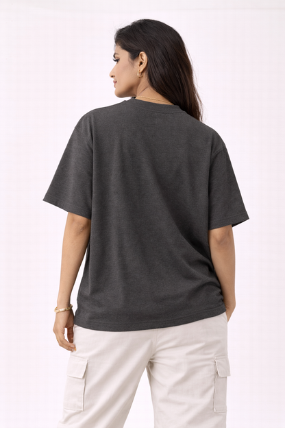 Charcoal Oversized T-Shirt | 240 GSM Premium French Terry Cotton | Streetwear Drop Shoulder Tee