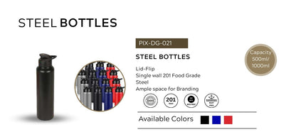 500ml Red Steel Bottle with Flip Lid | Single Wall Food Grade Stainless Steel | BPA Free