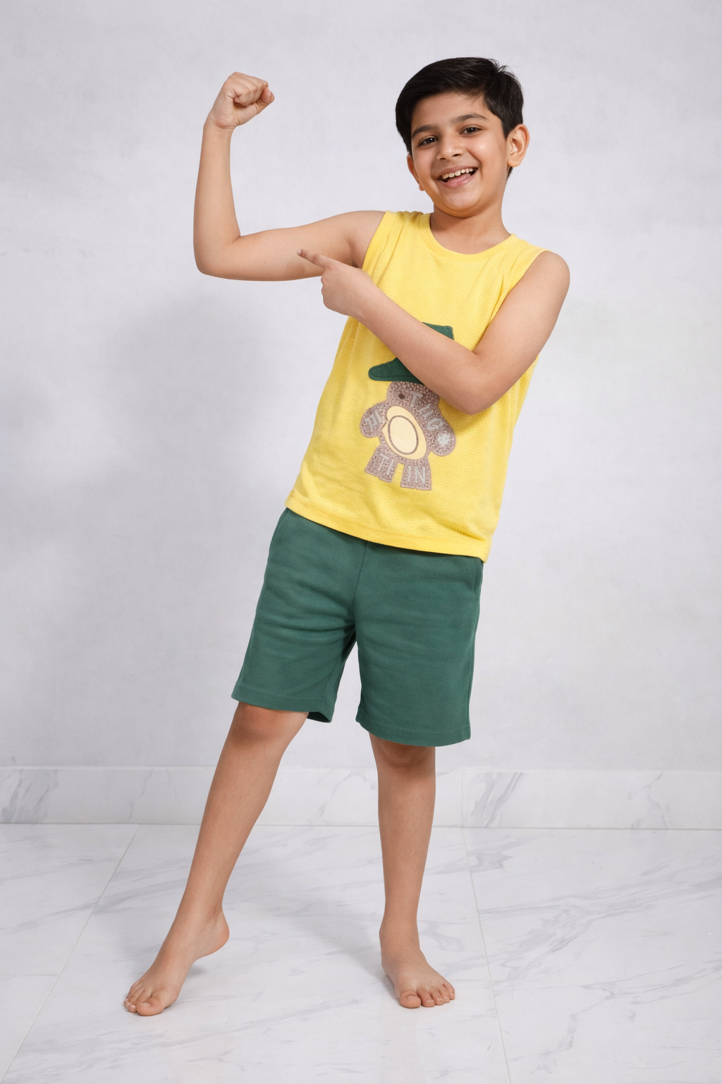 Boys Yellow Summer Set – Soft Waffle Fabric (T-Shirt & Shorts)